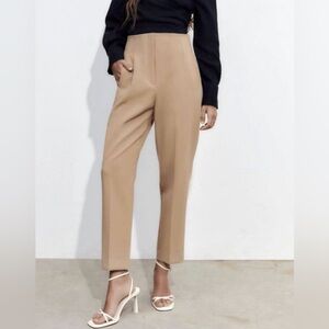 Zara Tan High-Waisted Pants